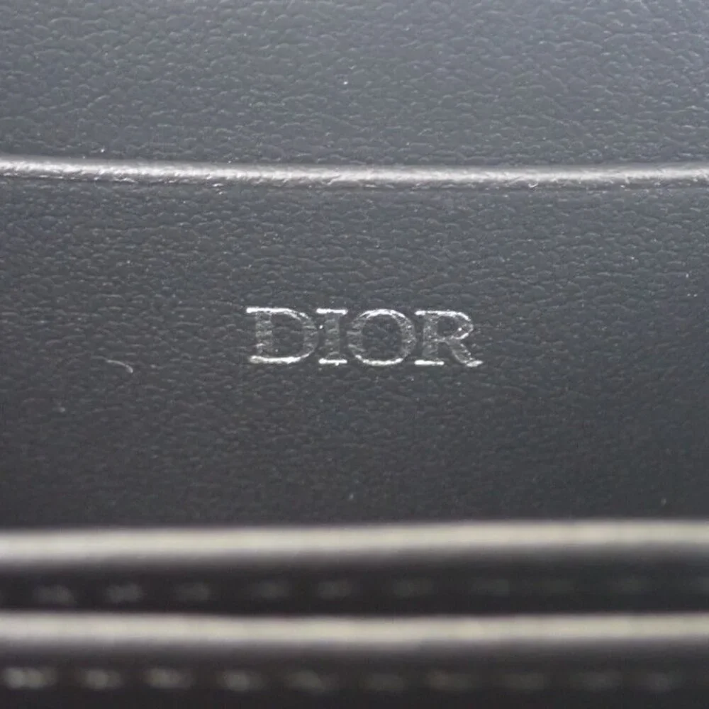 Christian Dior Gravity Zip 2 Flg h00 N Coin Case Calf Black Silver